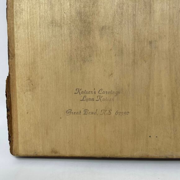 Kaisers Carvings Hand Carved Wall Art Boy Blue Overalls Dog Artist Lynn Kaiser - Picture 11 of 12